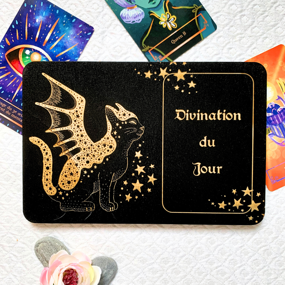 Plateau de tirage Oracle & Tarot Chat Mystique – 1 carte
