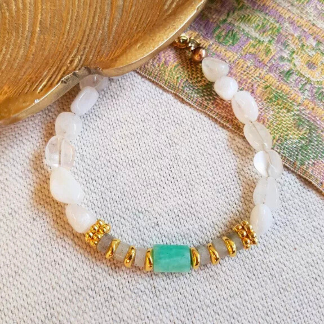 Bracelet ADHYA – Pierre de lune & Amazonite, douceur & harmonie