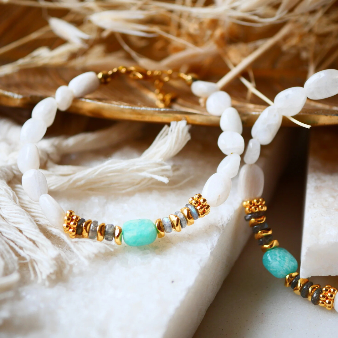 Bracelet ADHYA – Pierre de lune & Amazonite, douceur & harmonie