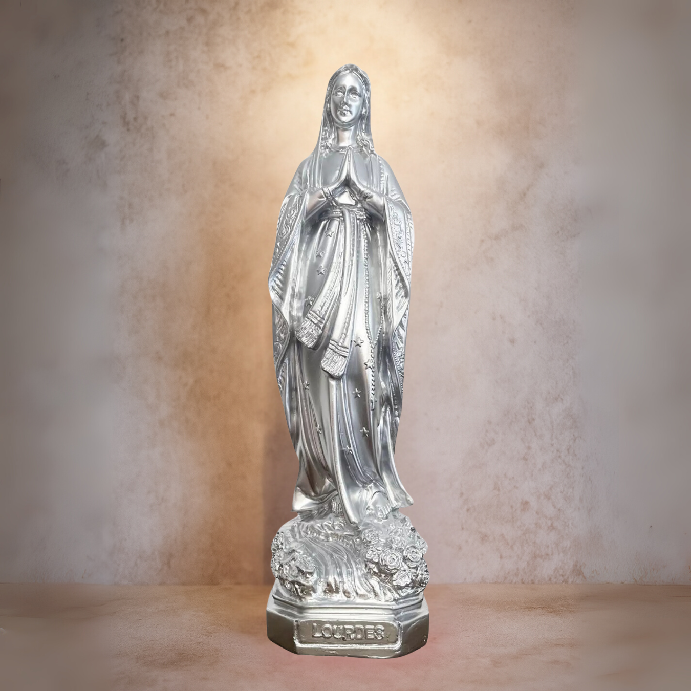 Statuette Vierge Marie argentée | Sérénité