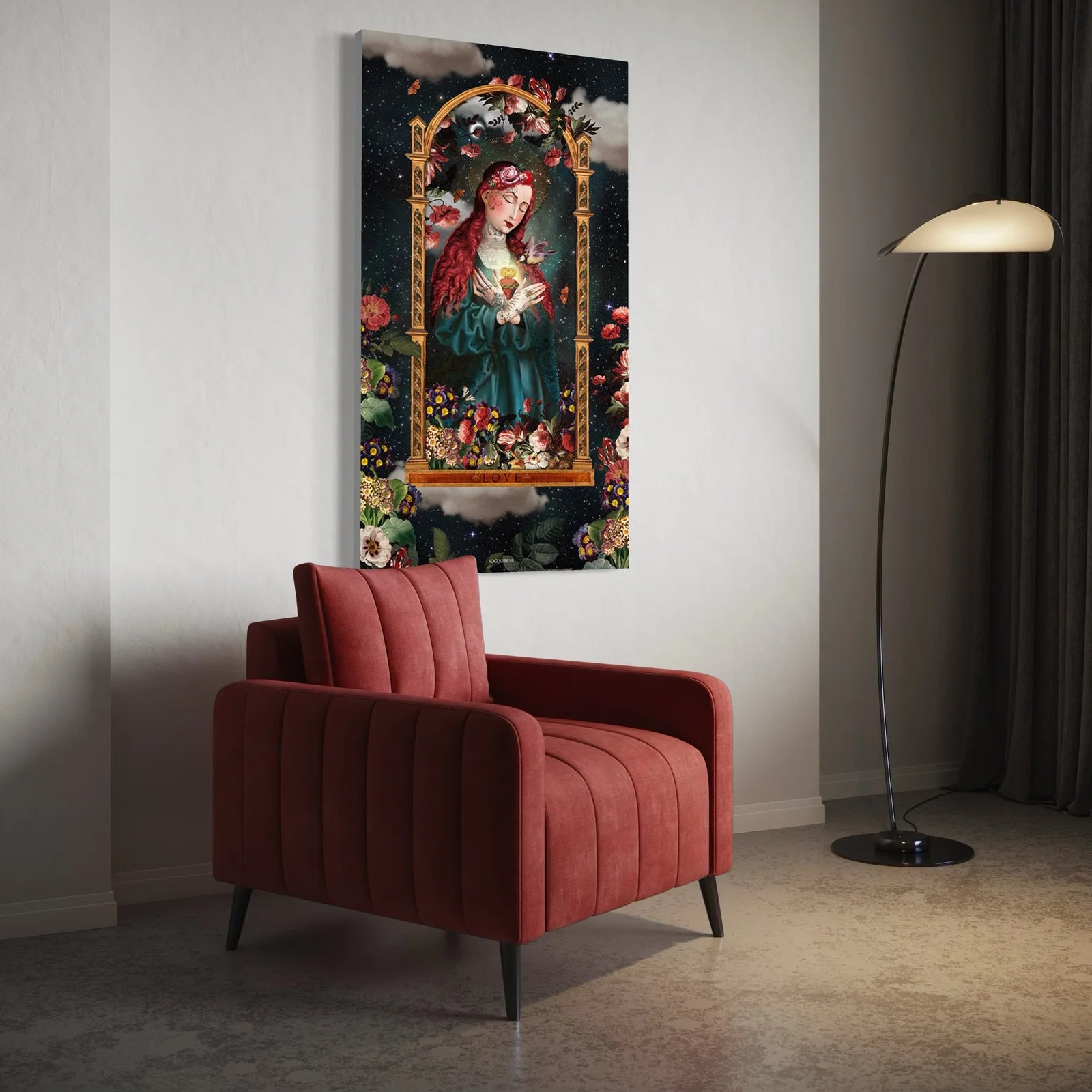 Tenture murale en velours Voglio Bene | Aime (2 tailles)