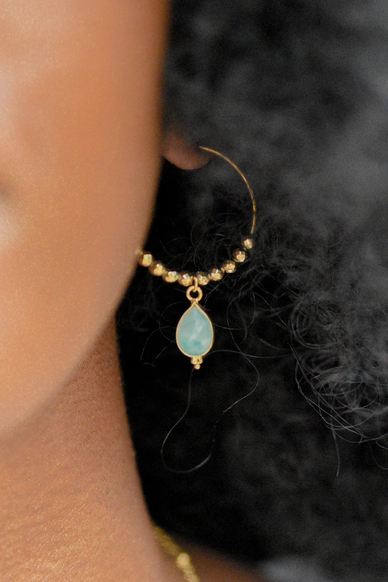 Créoles PIPA – Amazonite & Hématite, harmonie & authenticité