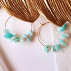 Créoles PRISCA – Amazonite & perles de Bohême, harmonie & confiance