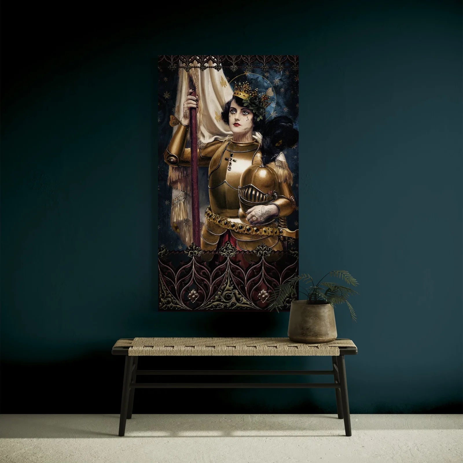 Tenture murale en velours Voglio Bene | Sainte-Jeanne (70 x 137 cm)