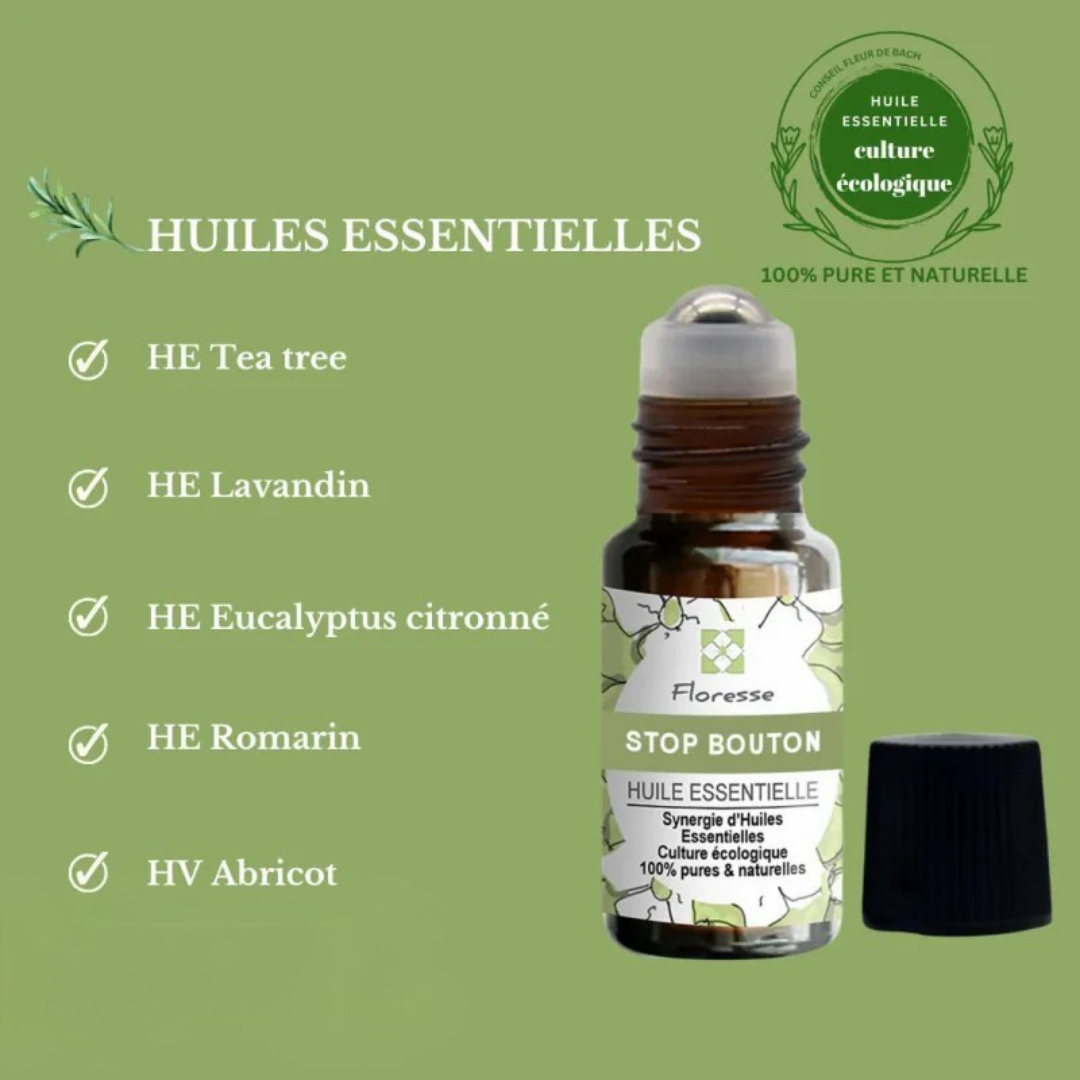 Roll-on STOP BOUTONS – Mélange d’Huiles Essentielles