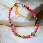 Bracelet SUKOON – Rhodonite, Agate indienne & Labradorite, équilibre & protection