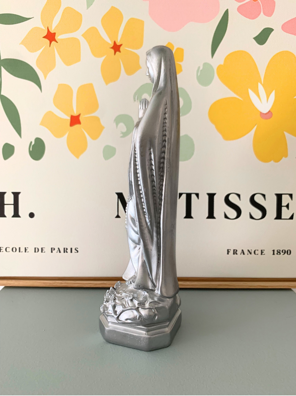 Statuette Vierge Marie argentée | Sérénité